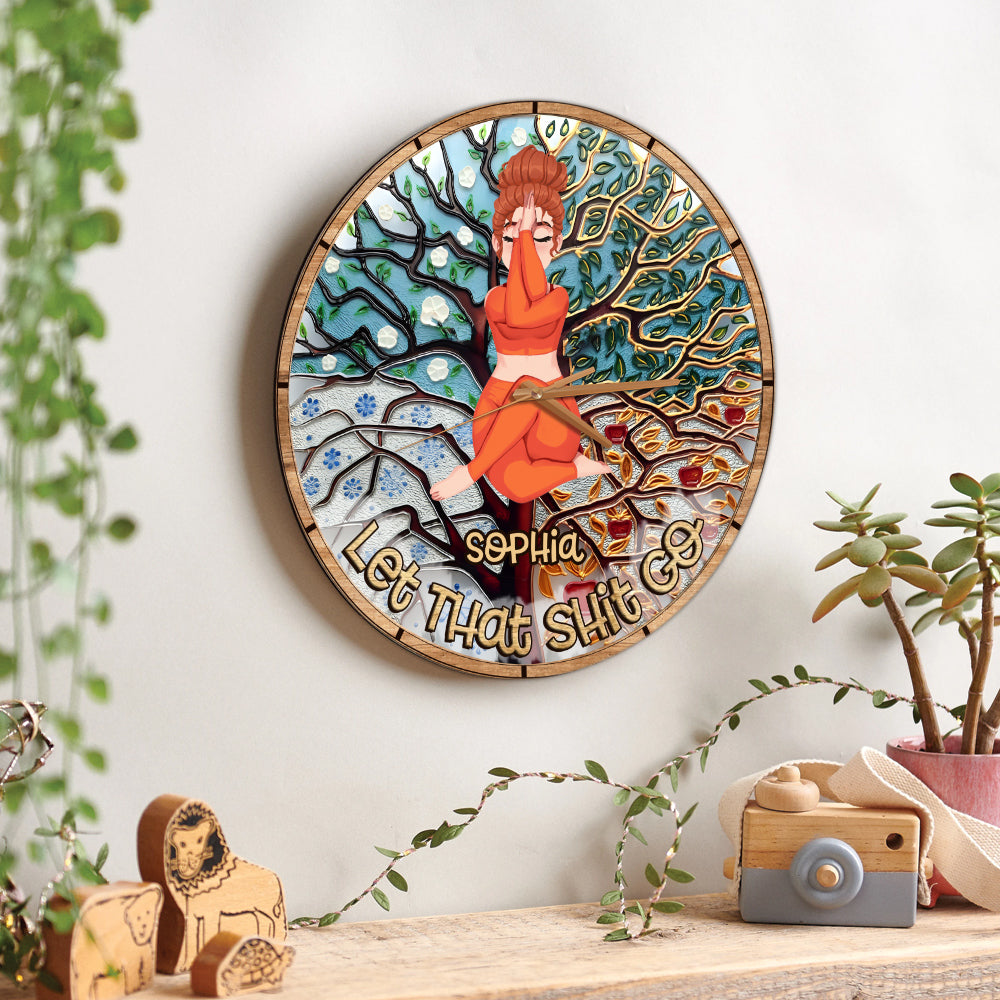 Let That Shit Go - Personalized Yoga Wall Clock