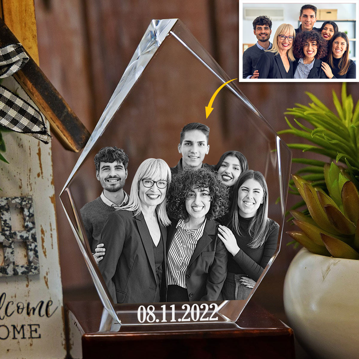 Best Team Ever - Gift for colleague - Personalized Laser Engraving 3D Iceberg Shaped Crystal Lamp