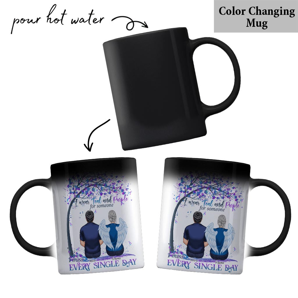 I Wear Teal And Purple - Personalized Suicide Prevention Mug