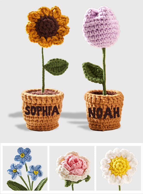 Grandma's Garden Crochet Flowers - Personalized Grandma Hand Knitted Doll