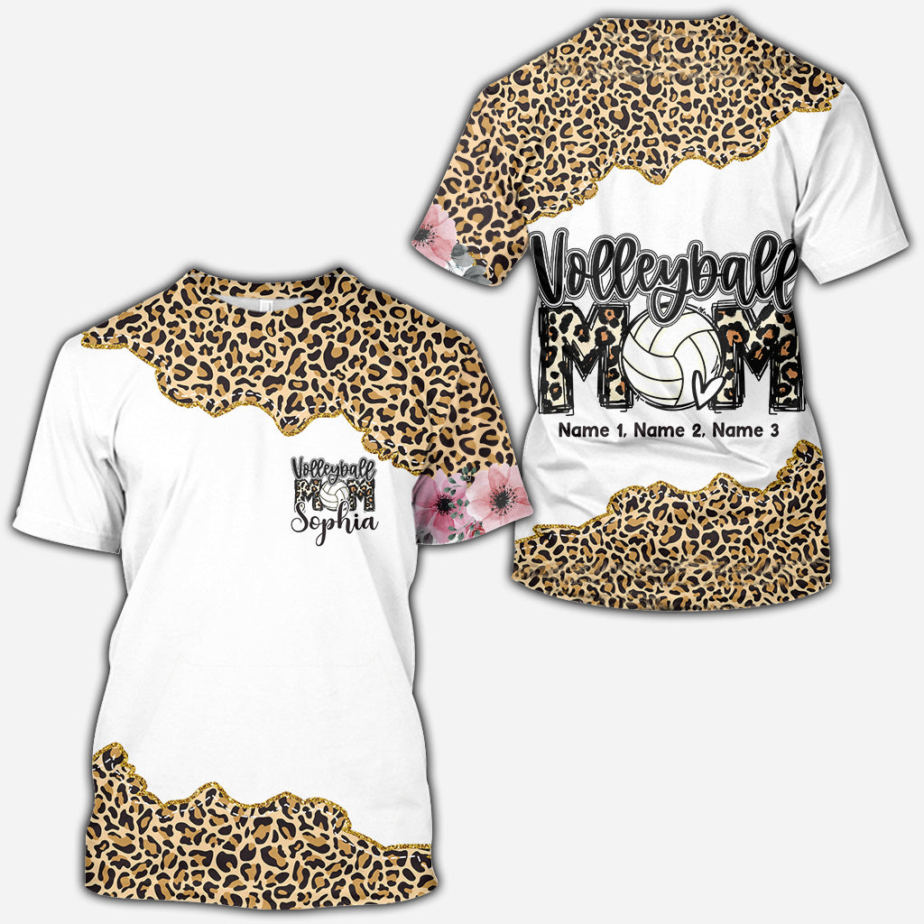 Volleyball Mom Leopard - Personalized Volleyball All Over Shirt