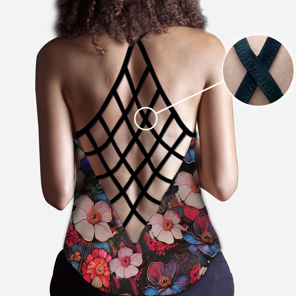 Floral Skull - Personalized Skull Cross Tank Top