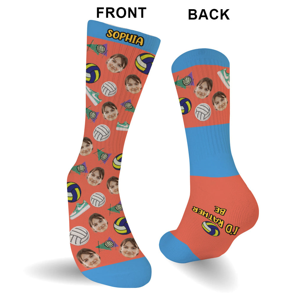 I'd Rather Be Playing Volleyball - Personalized Volleyball Socks