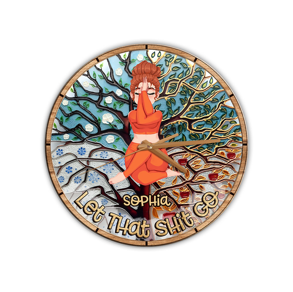 Let That Shit Go - Personalized Yoga Wall Clock