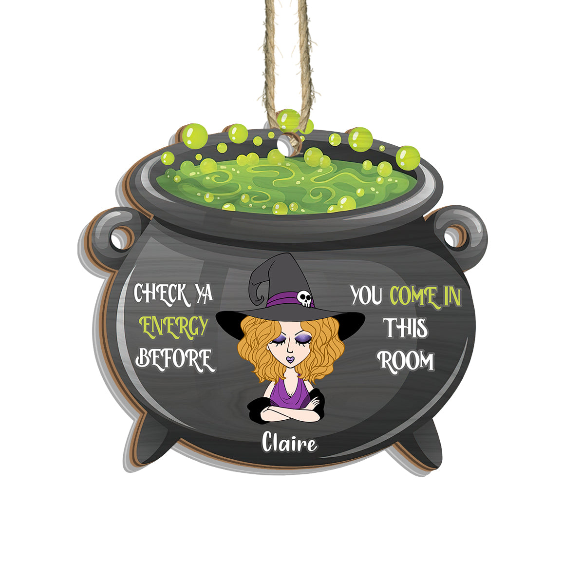 Check Ya Energy - Personalized Witch Suncatcher