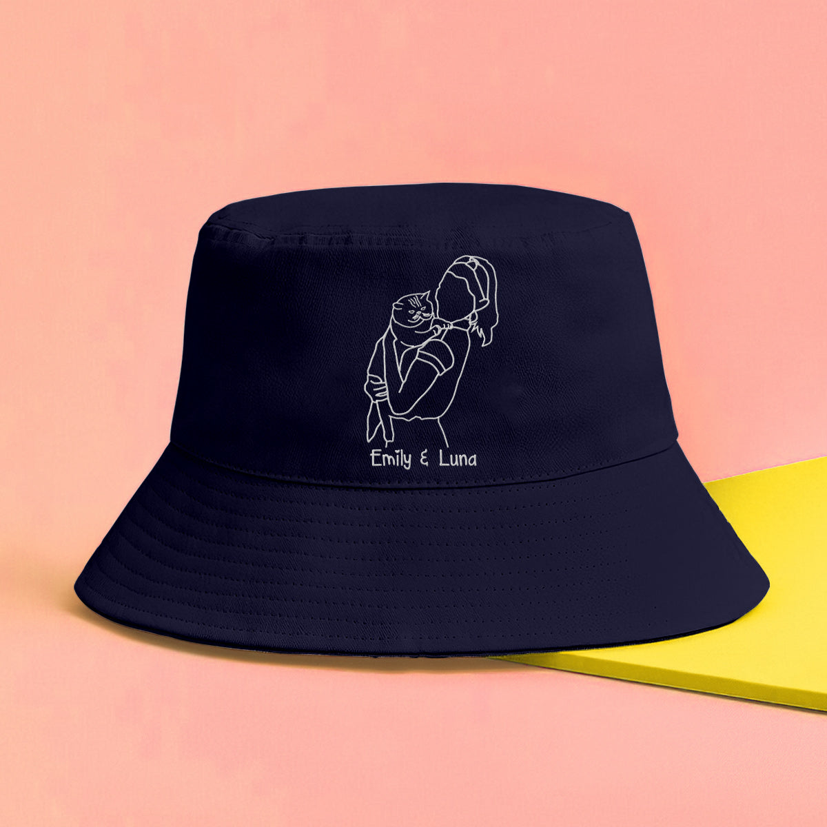 Custom Photo - Personalized Cat Embroidered Bucket Hat