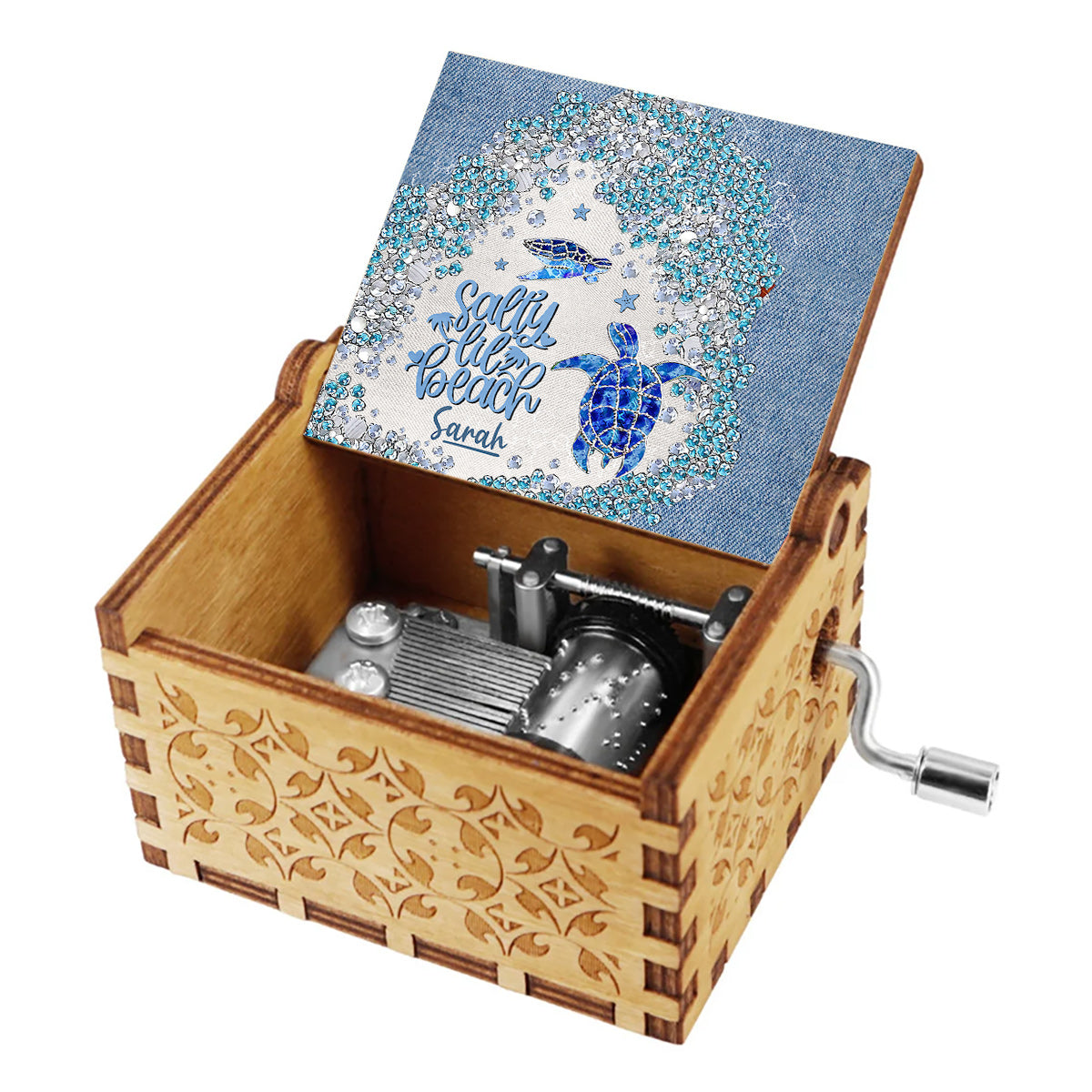 Turtle Bling - Personalized Turtle Hand Crank Music Box