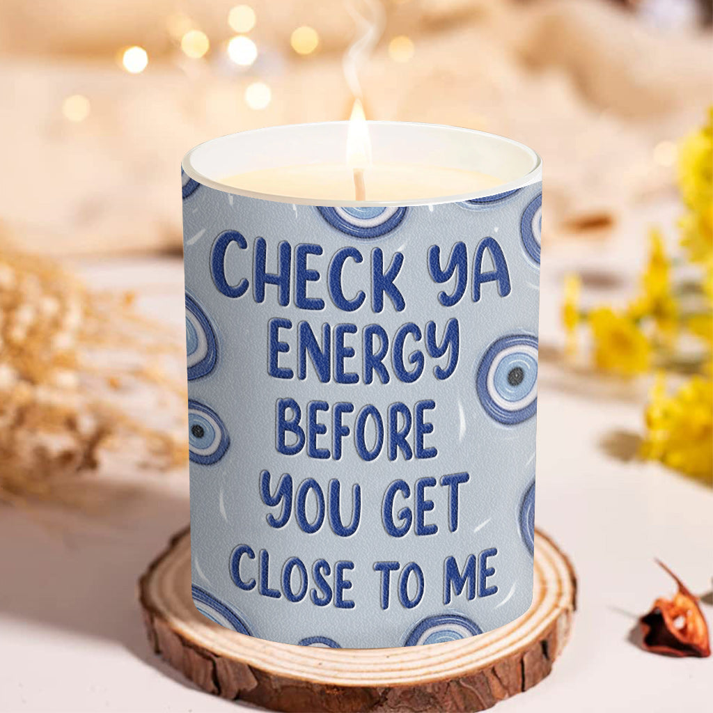 Check Ya Energy - Personalized Witch Candle With Wooden Lid