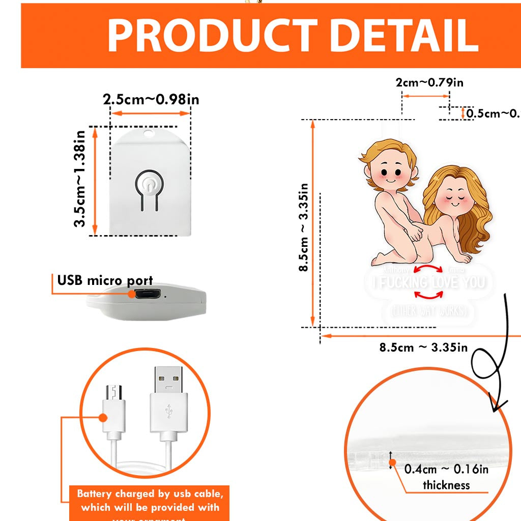 I Love You - Personalized Couple Shaped Led Acrylic Ornament