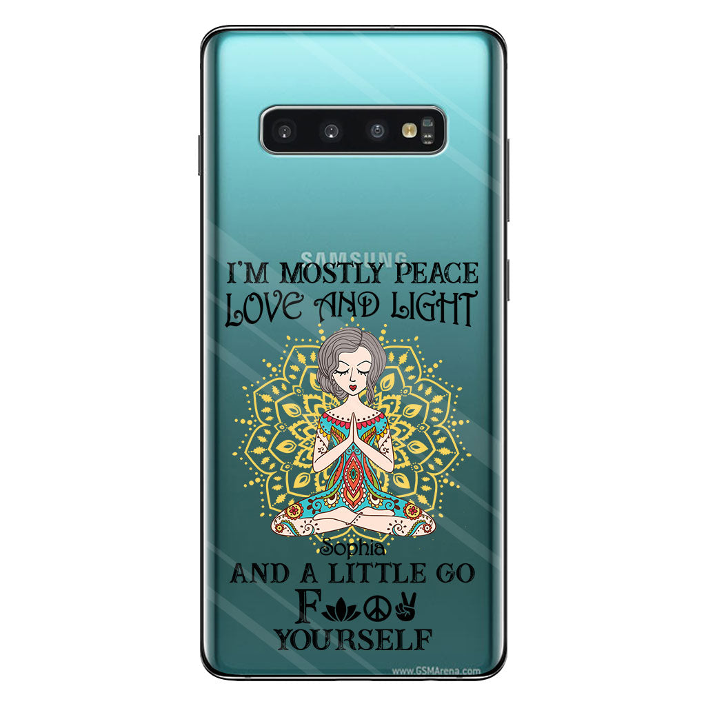 I’m Mostly Peace Love And Light - Personalized Yoga Clear Phone Case