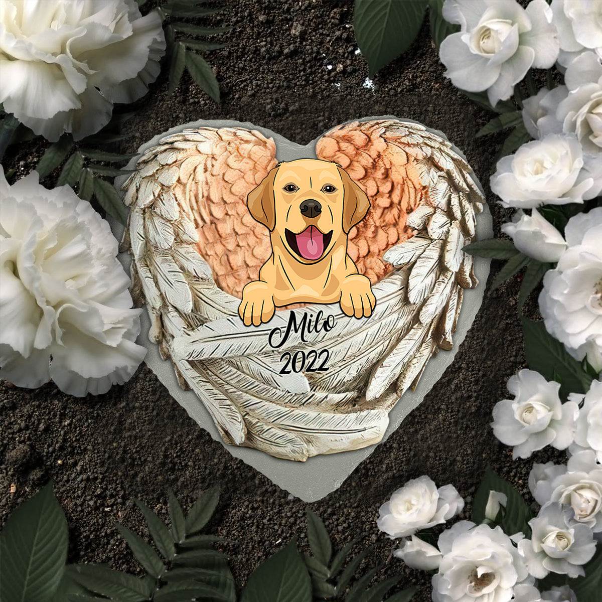 Paw Prints On My Heart - Personalized Dog Heart Shaped Stone