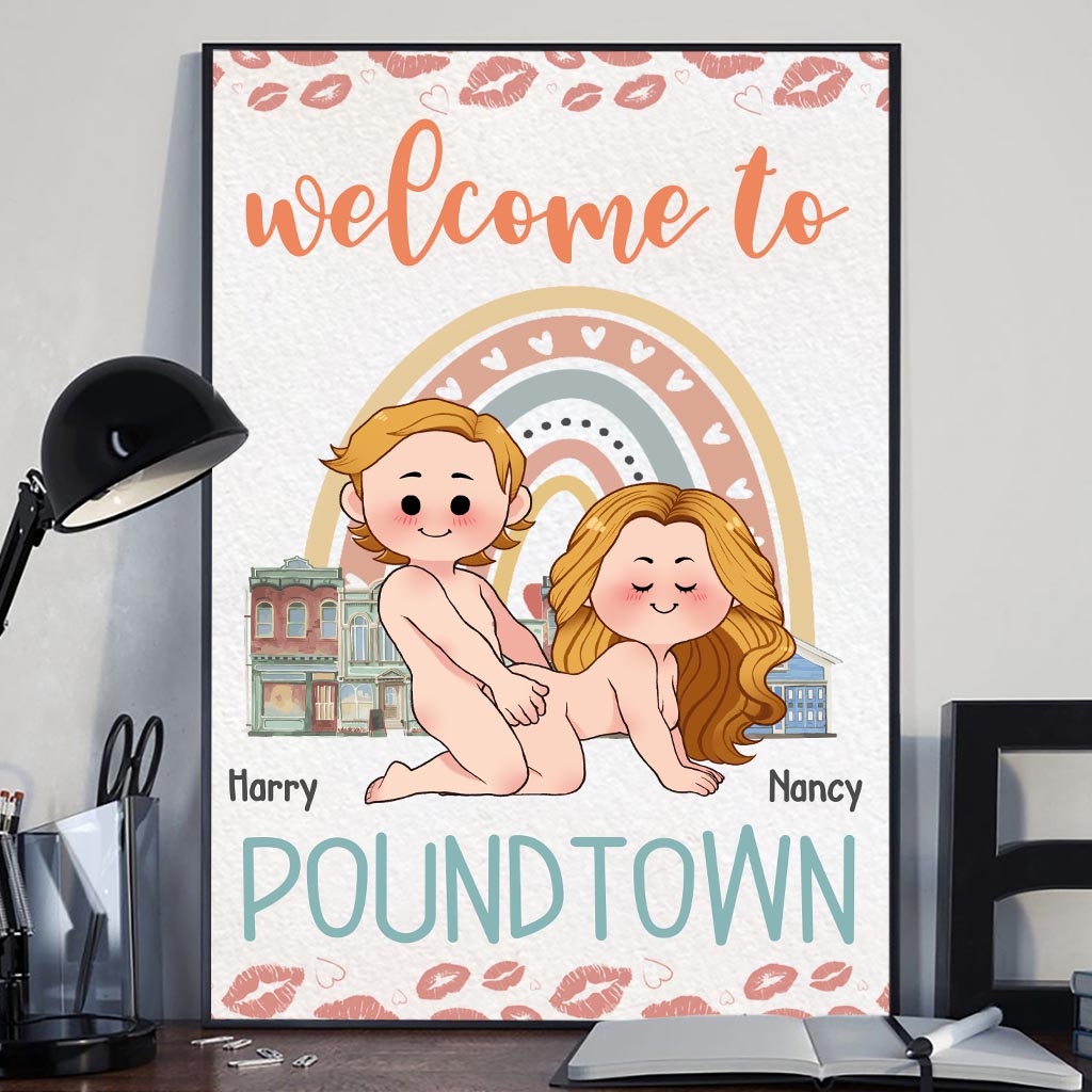 Welcome To The Pound Town Inappropriate Adult - Personalized Couple Canvas And Poster