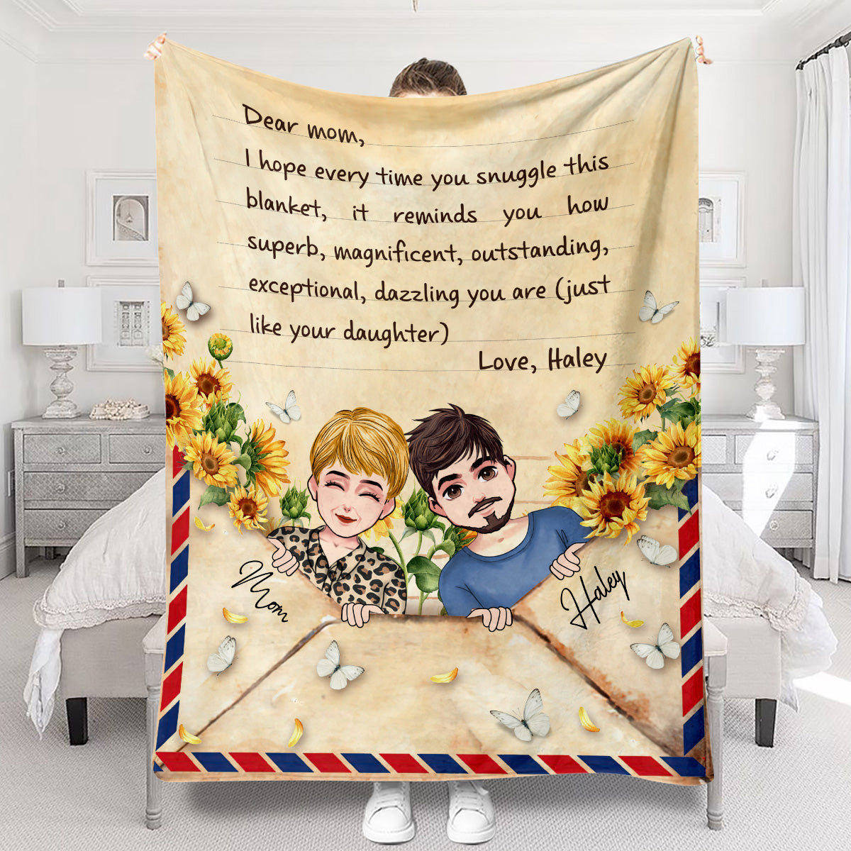 Dear Mom Letter Blanket - Personalized Mother Blanket