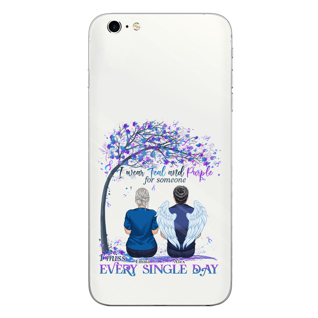 I Wear Teal And Purple - Personalized Suicide Prevention Clear Phone Case