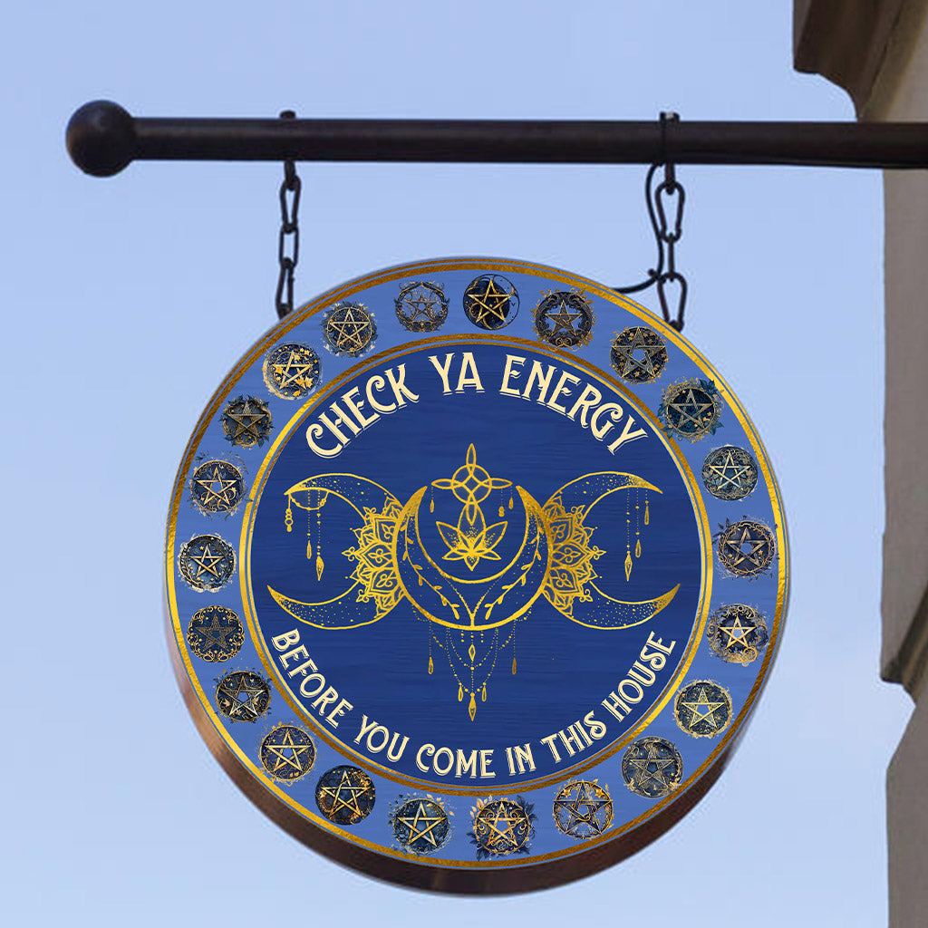 Check Your Energy - Witch Round Metal Sign