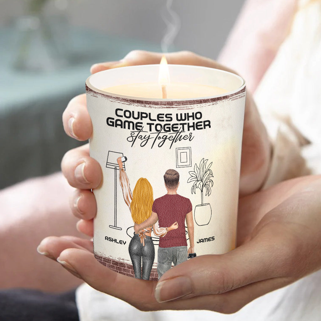 Couples Who Game Together Stay Together - Personalized Video Game Candle With Wooden Lid