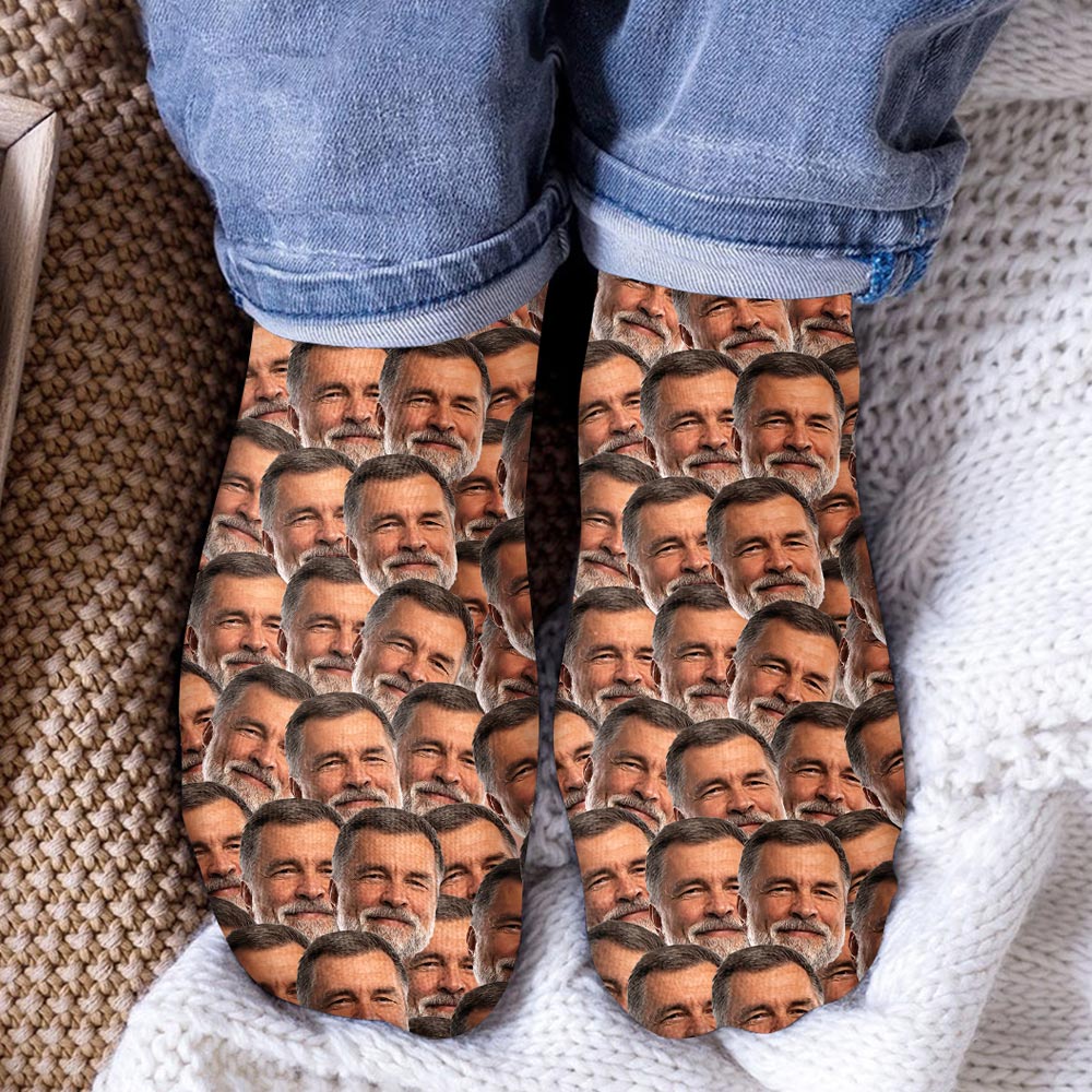 Customizable Printed Face - Personalized Step Dad Socks