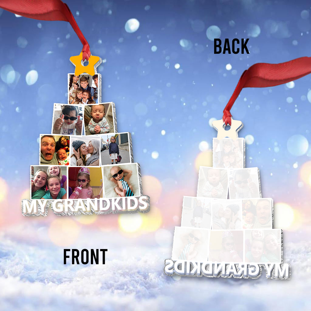 Photo Grandkids Christmas Tree - Gift for grandma - Personalized Transparent Ornament
