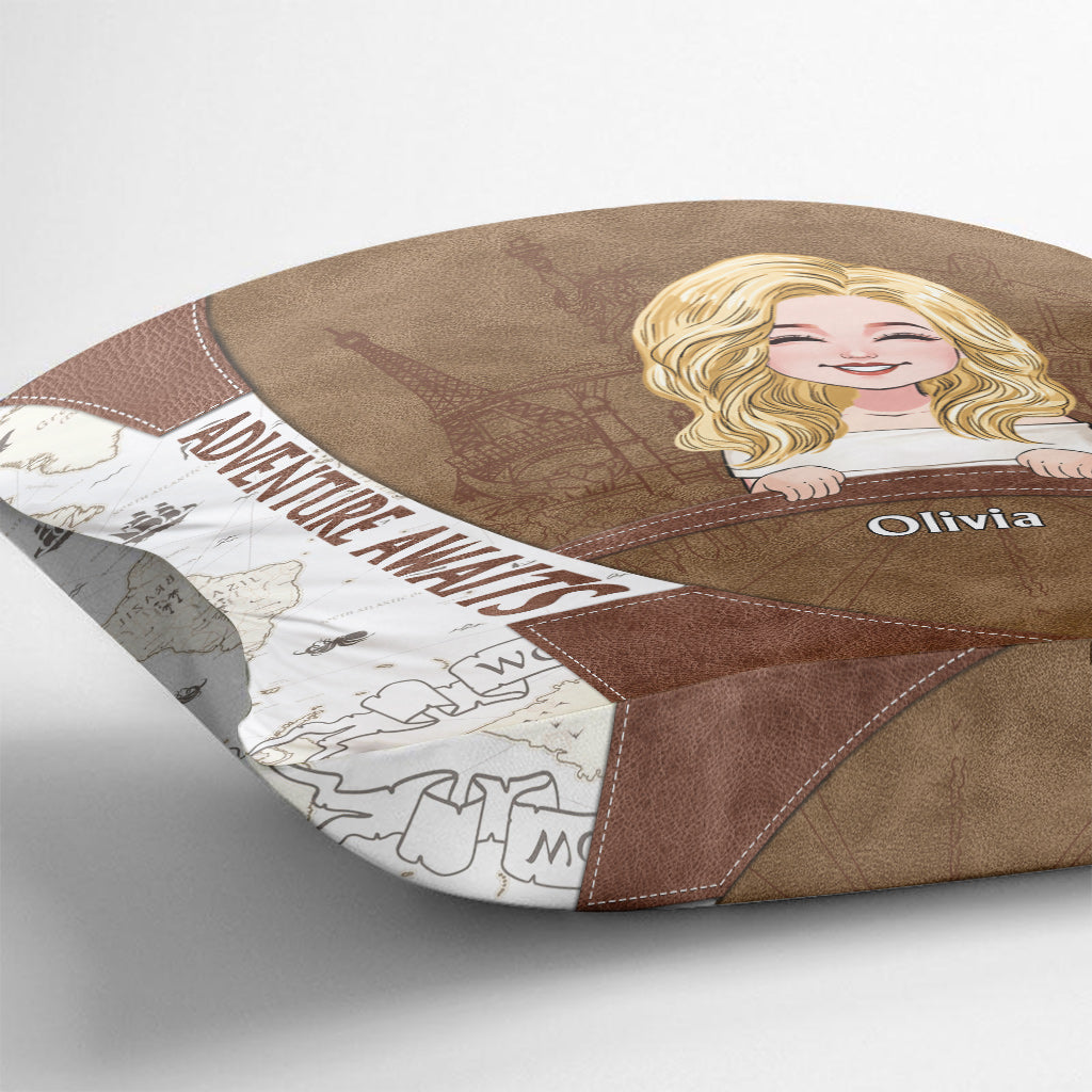 Adventure Awaits - Personalized Travelling Throw Pillow