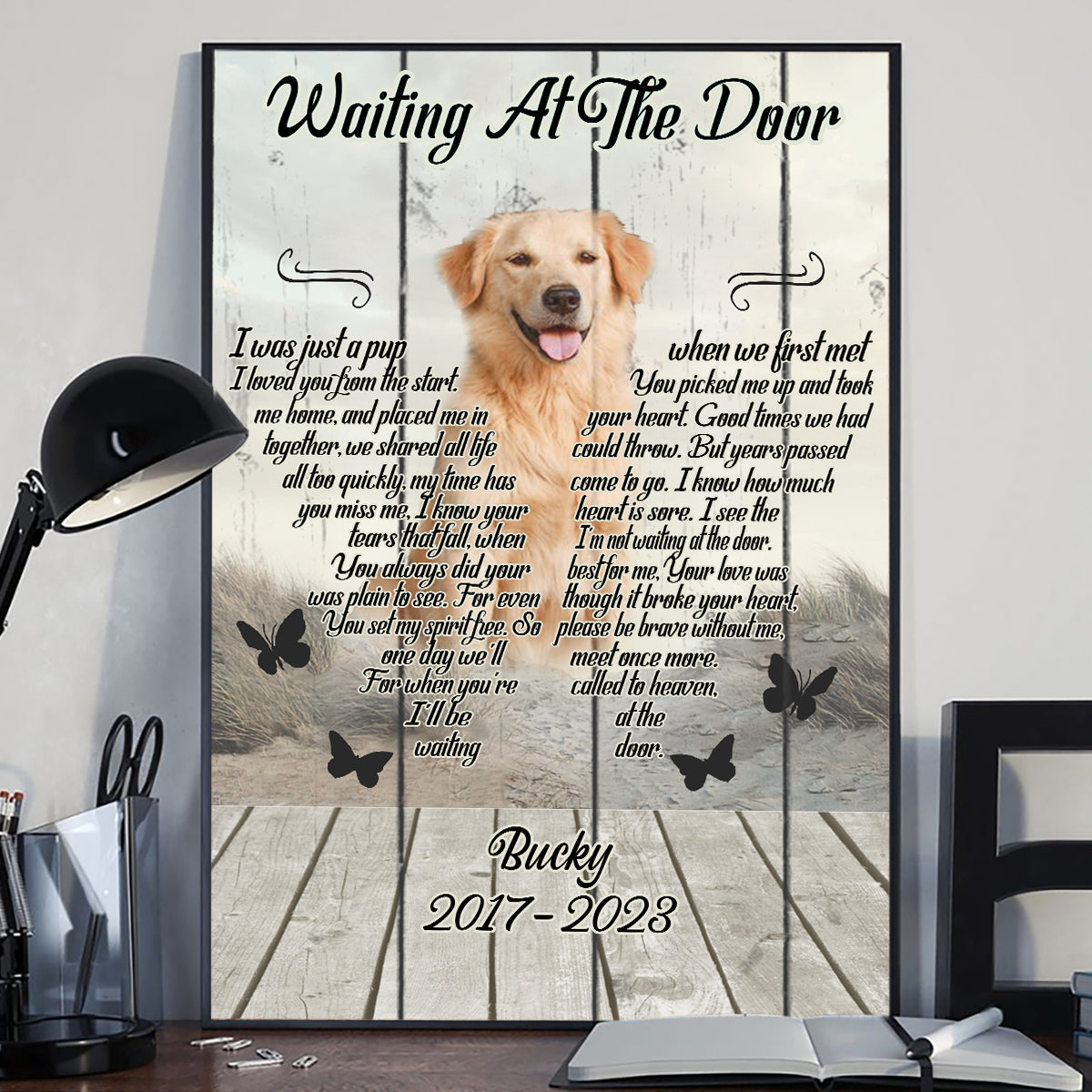Waiting At The Door - Personalized Dog Canvas And Poster