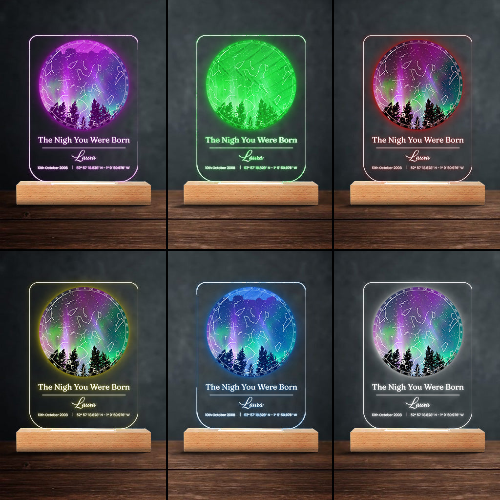 The Day You Were Born - Personalized Birthday Shaped Plaque Light Base