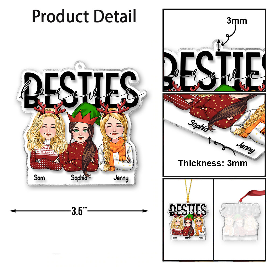 Besties Forever - Gift for friend - Personalized Transparent Ornament