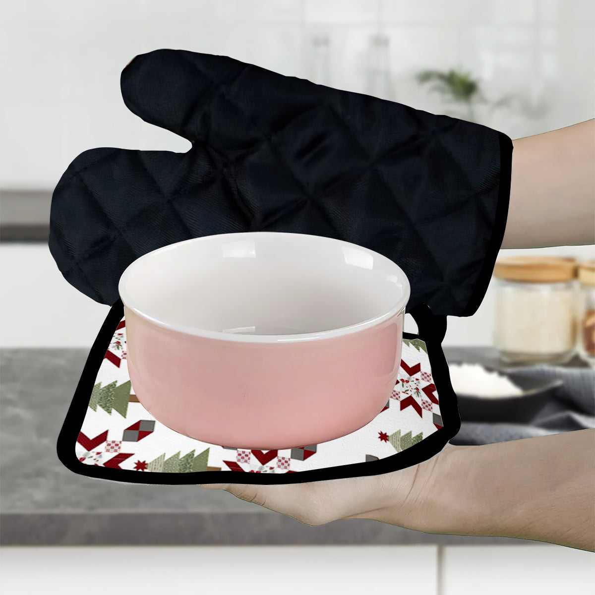 Christmas Calories Don't Count - Personalized Baking Oven Mitts & Pot Holder Set