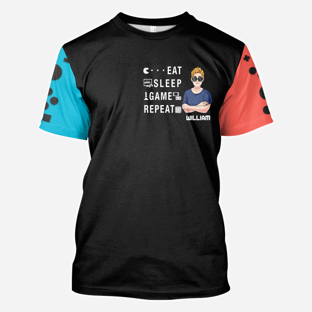Eat Sleep Game Repeat - Personalized Video Game All Over Shirt