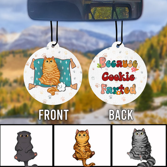 Because The Kitty Farted - Personalized Cat Circle Air Freshener