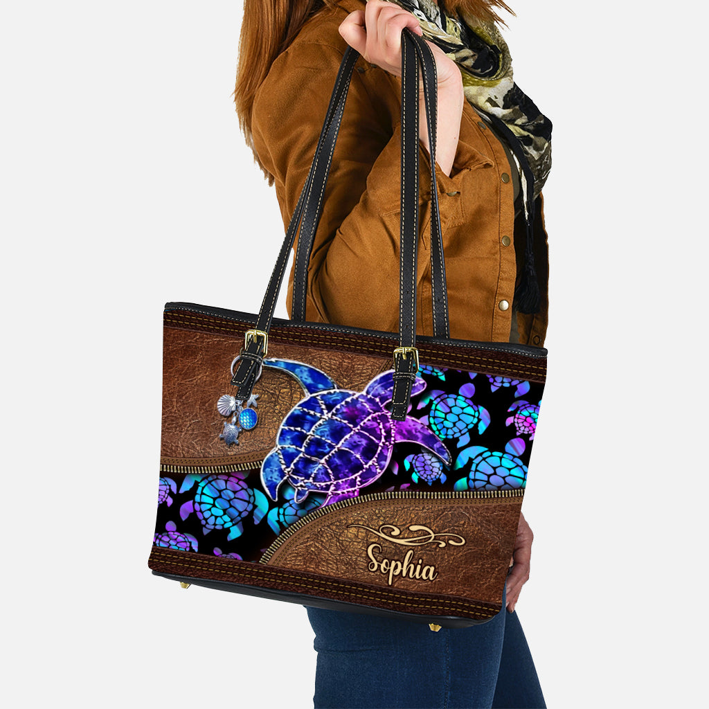 Salty Lil' Beach - Personalized Turtle Leather Bag