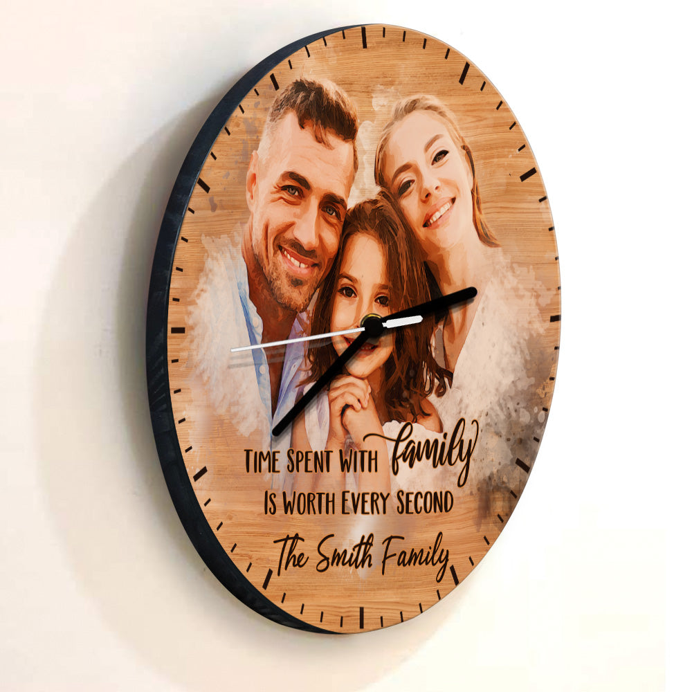 Time Spent With Family Is Never Wasted - Personalized Family Wall Clock