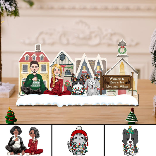 Christmas Village - gift for husband, wife, boyfriend, girlfriend - Personalized 1 Layered Big Freestanding