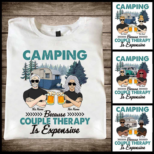 Camping Because Couple Therapy Is Expensive - Personalized T-shirt and Hoodie