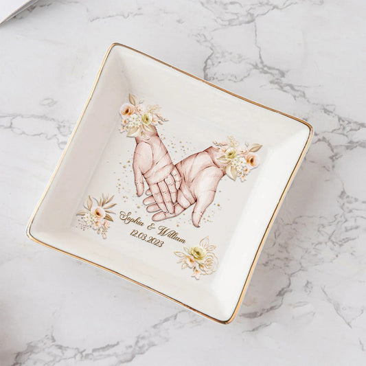 Hand In Hand - Personalized Couple Couple Jewelry Dish