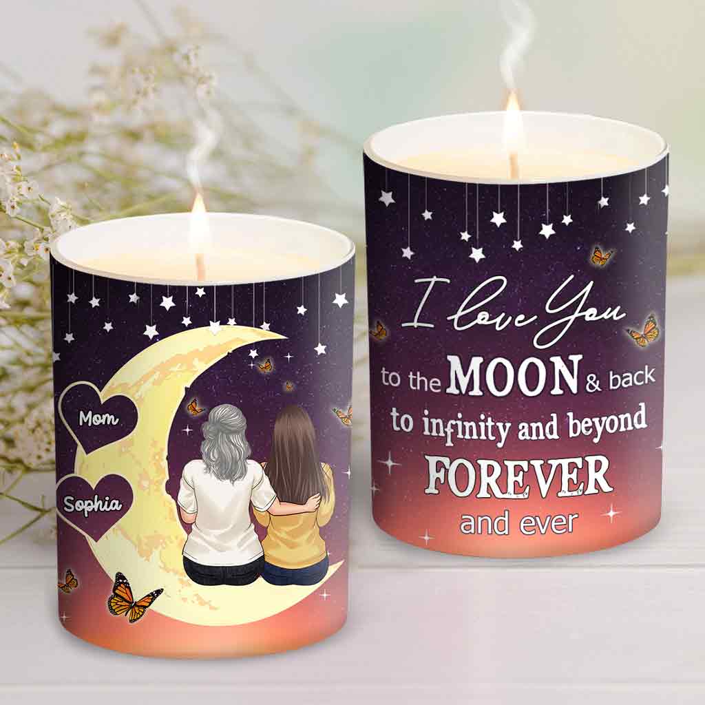 Mother And Daughter - Personalized Mother Candle With Wooden Lid