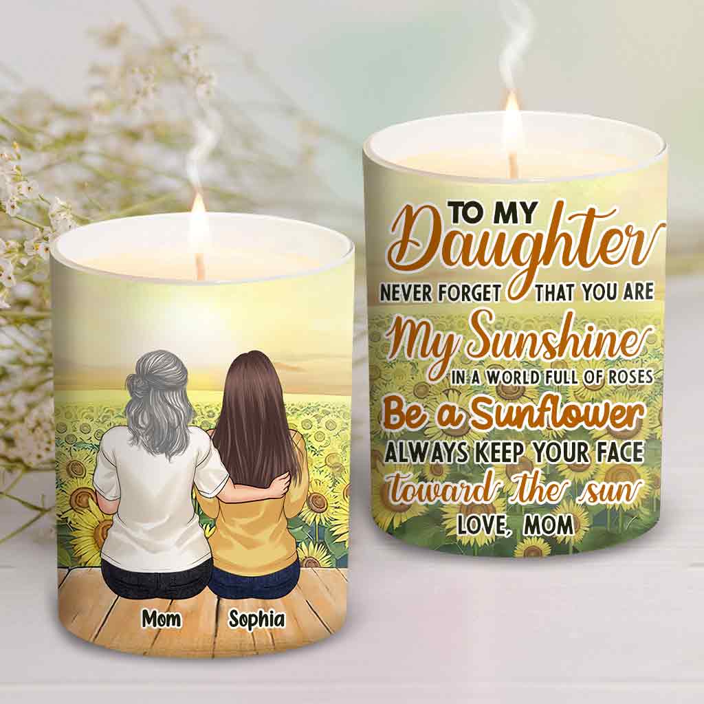 To My Daughter - Personalized Mother Candle With Wooden Lid