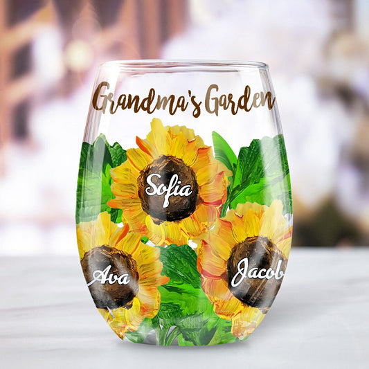 Grandma's Garden - Personalized Mother's Day Grandma All Over Wine Glass