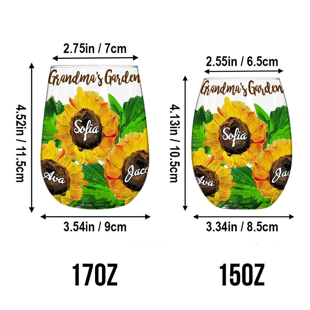 Grandma's Garden - Personalized Mother's Day Grandma All Over Wine Glass