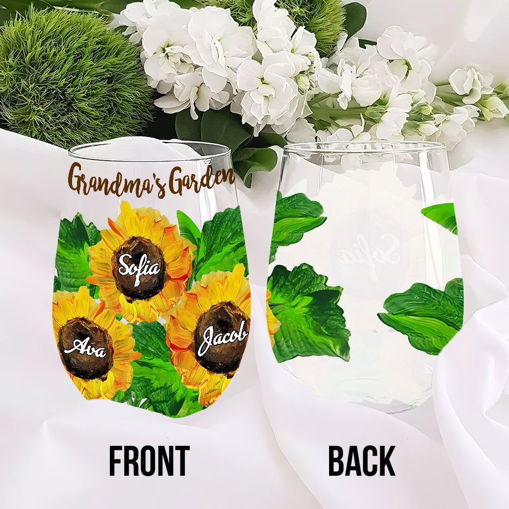 Grandma's Garden - Personalized Mother's Day Grandma All Over Wine Glass