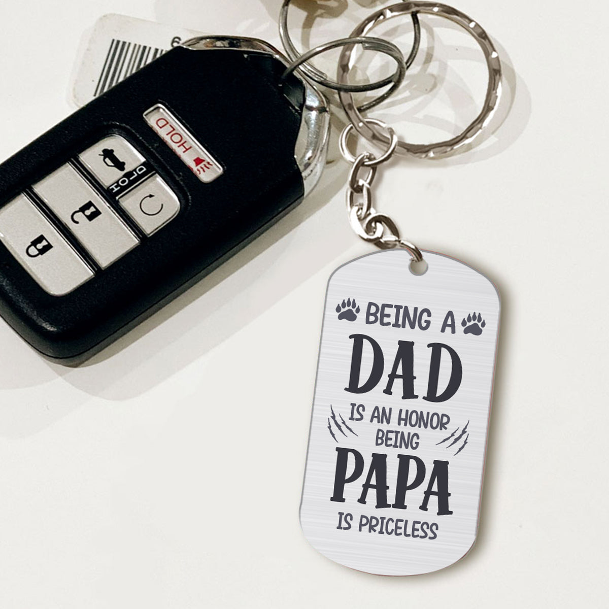 Papa Bear - Personalized Father's Day Grandpa Stainless Steel Keychain