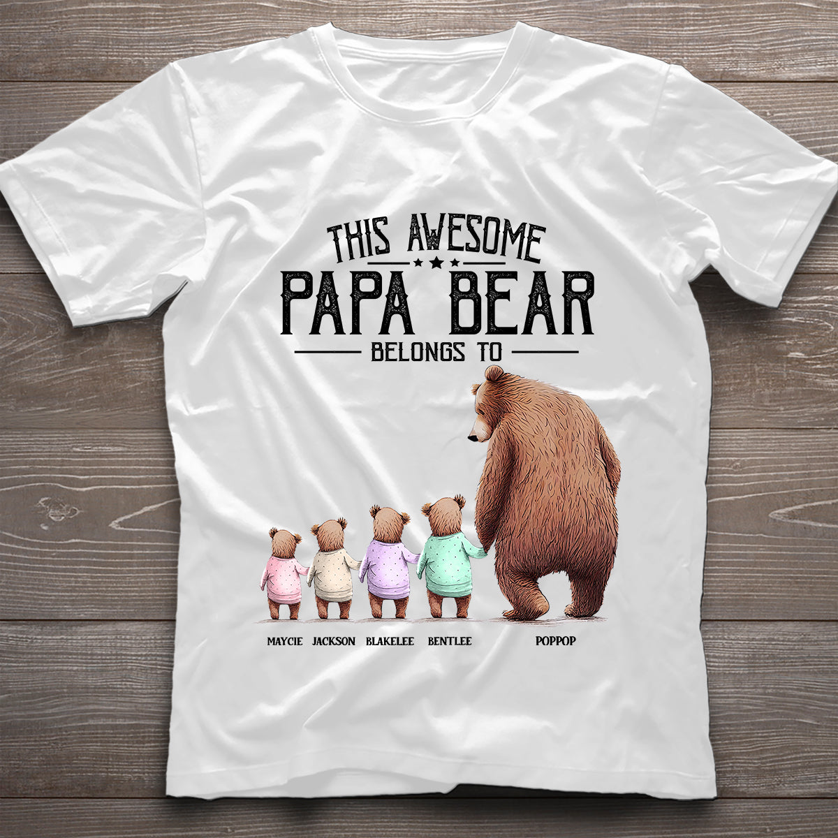This Papa Bear Belongs To - Personalized Grandpa T-shirt and Hoodie