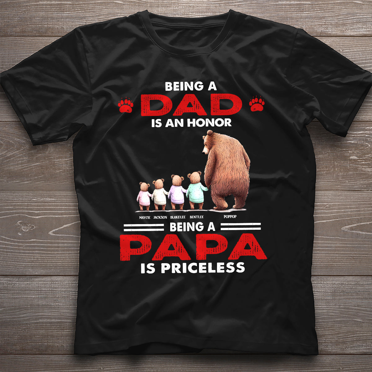 Priceless Papa Bear - Personalized Father's Day Grandpa T-shirt and Hoodie