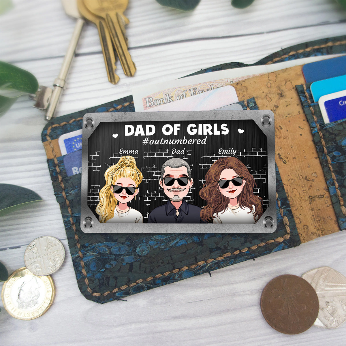 Dad Of Girls - Personalized Father Wallet Insert Card