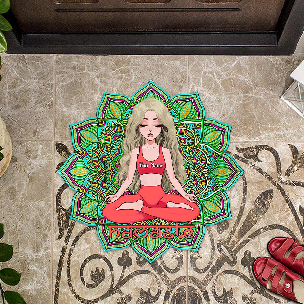 Namaste - Personalized Yoga Shaped Doormat