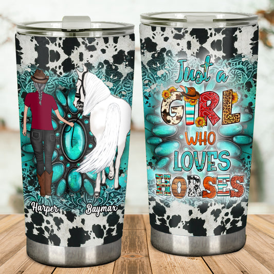 Country Girl Sunflower Turquoise Blue - Personalized Horse Tumbler