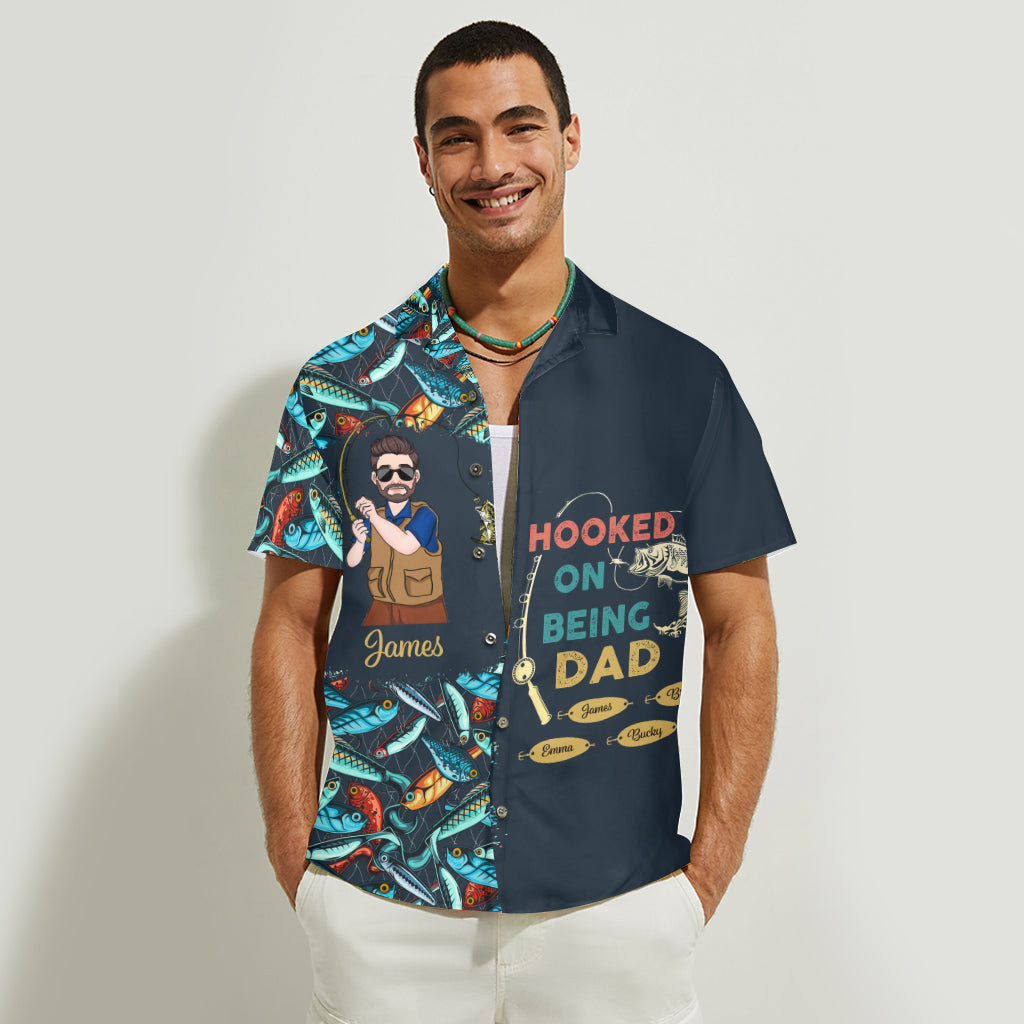 Hooked On Being Daddy - Fishing gift for dad, grandpa, him, husband - Personalized Hawaiian Shirt