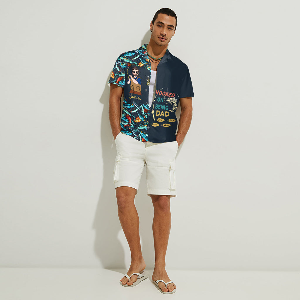 Hooked On Being Daddy - Fishing gift for dad, grandpa, him, husband - Personalized Hawaiian Shirt