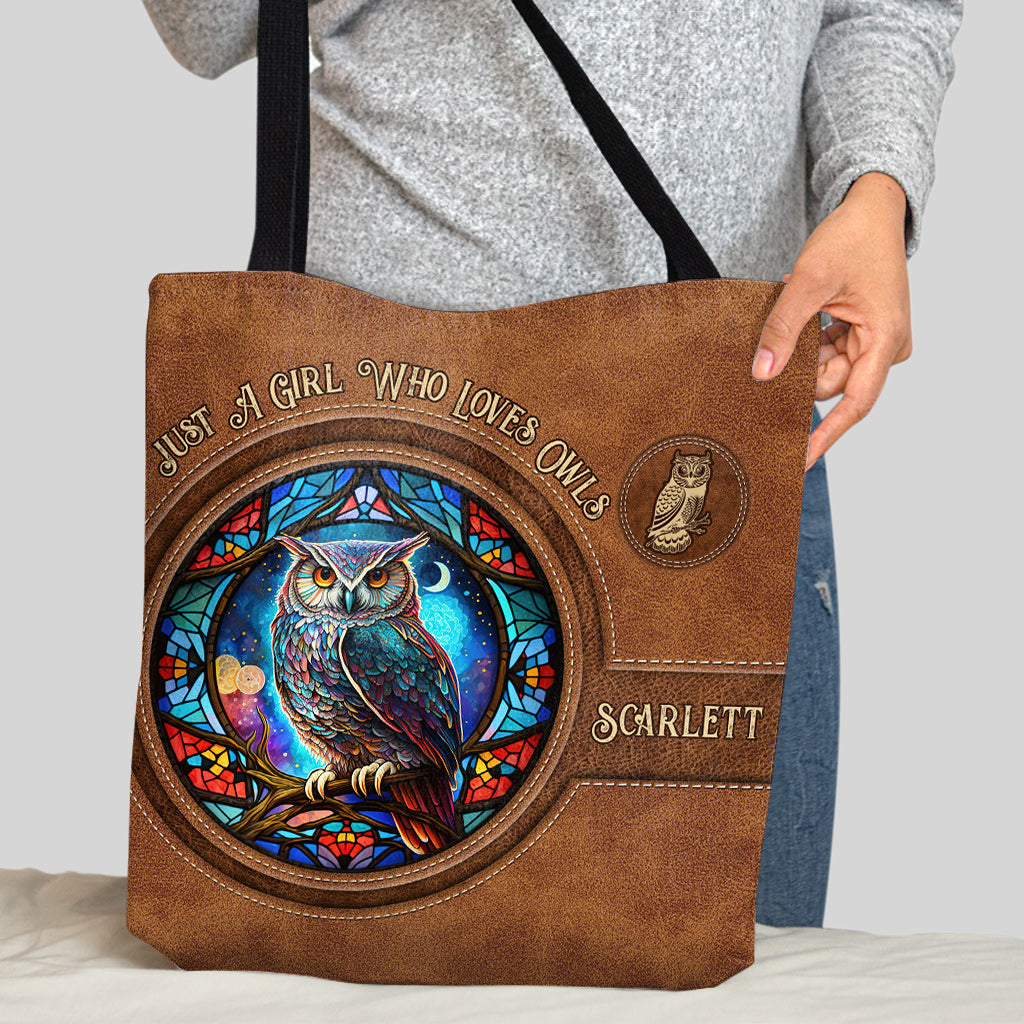 Beautiful Owl Moon Stained Glass - Personalized Owl Tote Bag