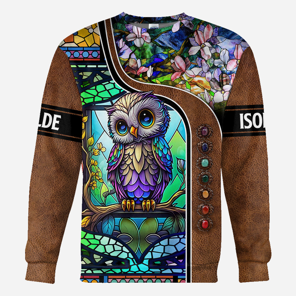 Cute Owl Stained Glass - Personalized Owl All Over Shirt