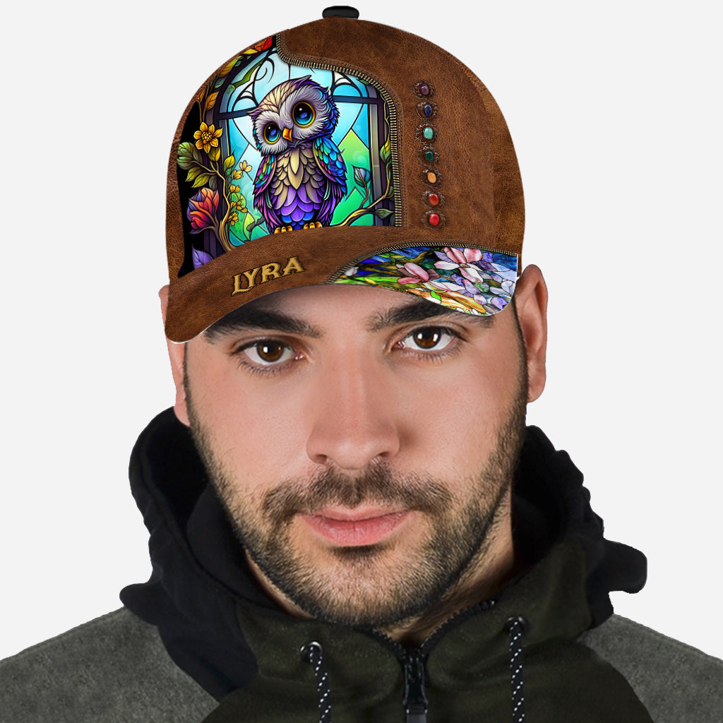 Cute Owl Stained Glass - Personalized Owl Classic Cap